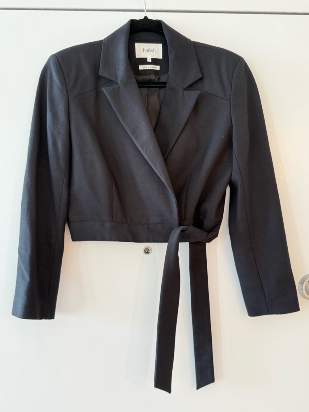ba&sh Black Cropped Wrap Blazer Jacket